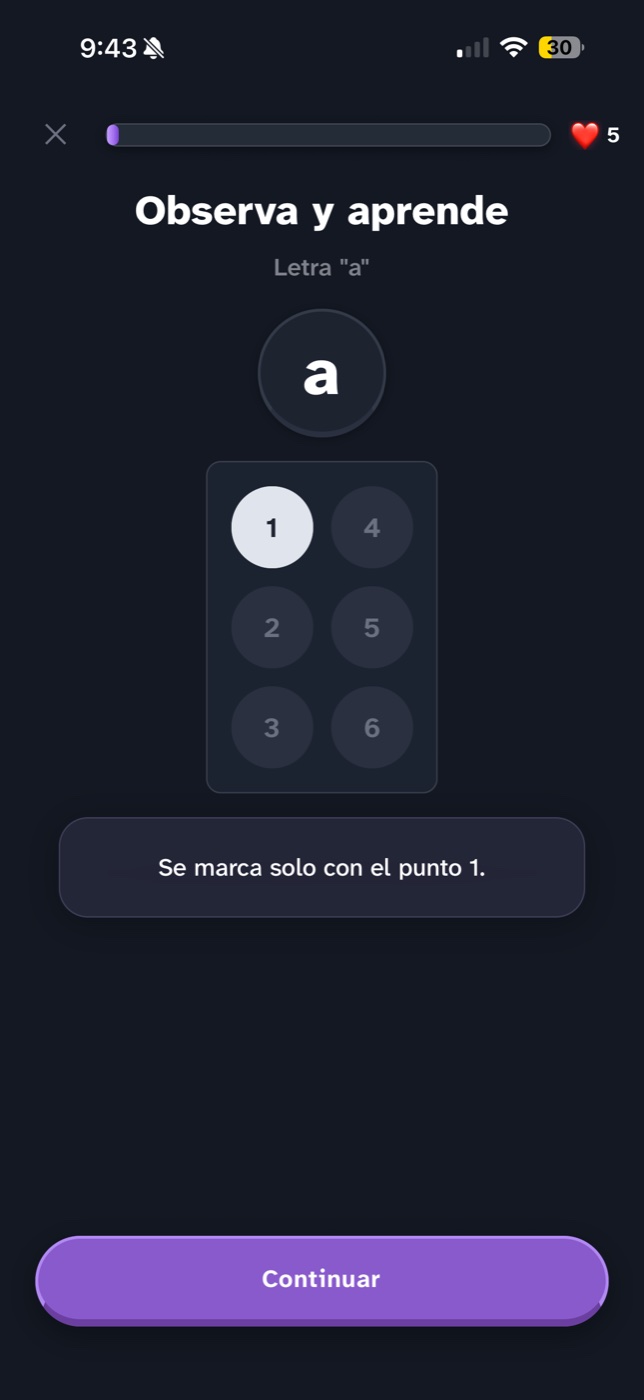 Una lección de Braillito en modo oscuro